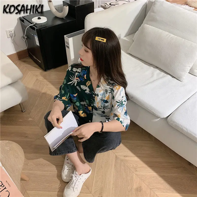 KOSAHIKI 2021 Summer Women Blouse Contrast Color Shirts Harajuku Tops Floral Printing Short Sleeve Blusas Female Streetwear
KOSAHIKI 2021 Summer Women Blouse Contrast Color Shirts Harajuku Tops Floral Printing Short Sleeve Blusas Female Streetwear