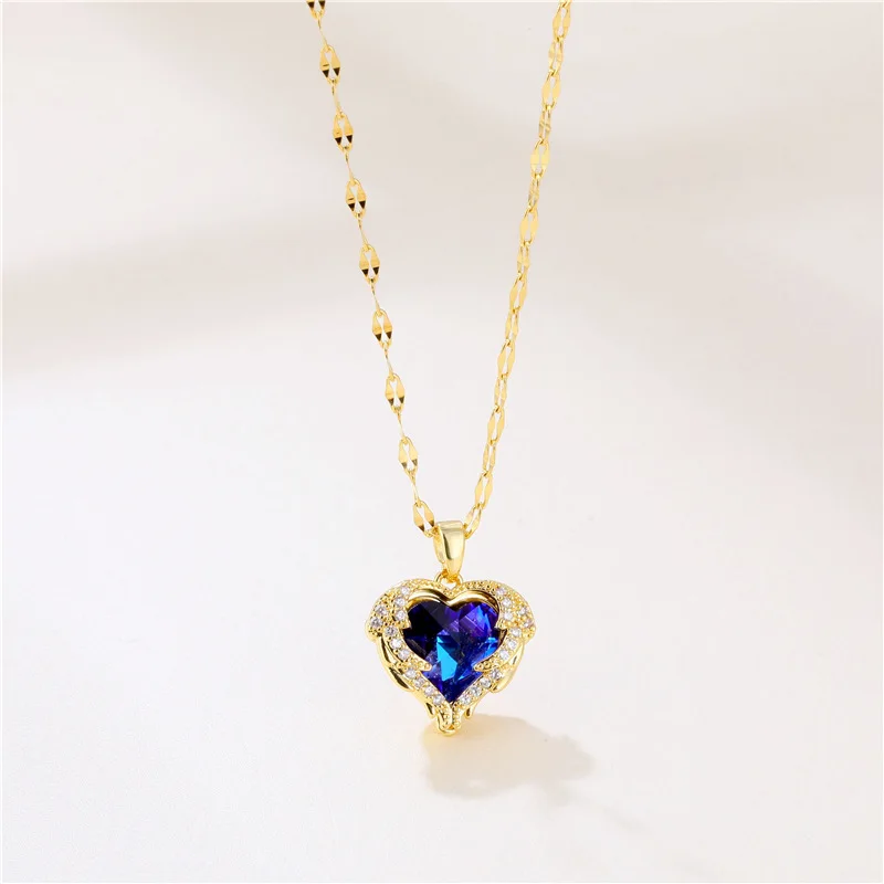 Ocean Heart Necklace Love Color Crystal Pendant 18K Gold Titanium Steel Clavicle Chain Zircon Decorative Jewelry
Ocean Heart Necklace Love Color Crystal Pendant 18K Gold Titanium Steel Clavicle Chain Zircon Decorative Jewelry