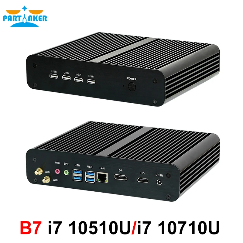 Безвентиляторный мини-ПК Intel Core i7 10710U 8565U 1165G7 мини-компьютер Nuc 2 * DDR4 M.2 + Msata 5