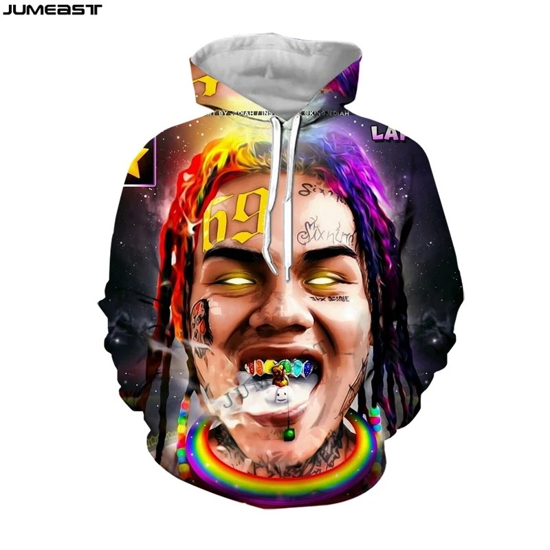 Jumeast Men's Hoodies Rapper 69 6ix9ine Tekashi69 Women's Sweatshirt 3D Oversized Coat Tracksuit Funny Spring Autumn Pullover
Jumeast Men's Hoodies Rapper 69 6ix9ine Tekashi69 Women's Sweatshirt 3D Oversized Coat Tracksuit Funny Spring Autumn Pullover
