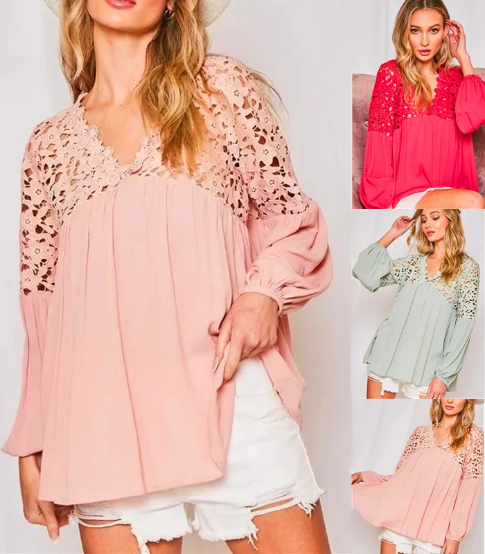 Women Chiffon Blouse Summer New Loose V-neck Lace Shirt Ladies Fashion Blouse Plus Size 2XL Lb8
Women Chiffon Blouse Summer New Loose V-neck Lace Shirt Ladies Fashion Blouse Plus Size 2XL Lb8