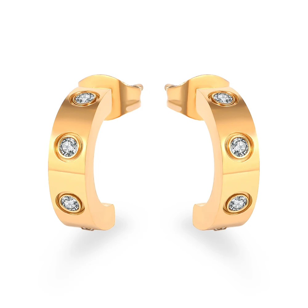 Classical Luxury Jewelry C Shape Cross Screw Stud Earring For Women Men Titanium Steel Top Quality Lover Earrings Couple Gifts
Classical Luxury Jewelry C Shape Cross Screw Stud Earring For Women Men Titanium Steel Top Quality Lover Earrings Couple Gifts