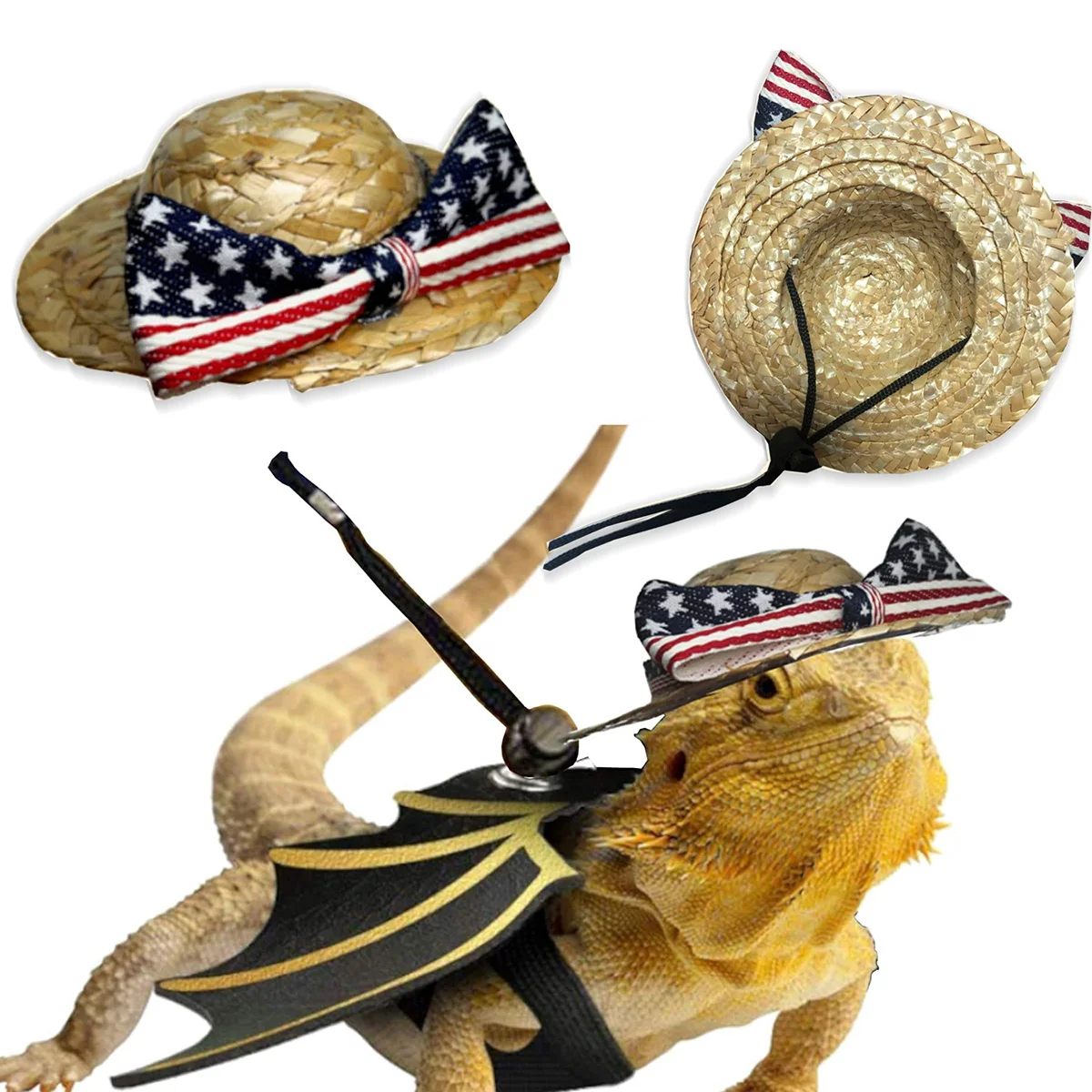 Pet Straw Hat Lizard Bowknot Hat with Adjustable Neck Strap for small pets such as lizard or bearded dragon
Pet Straw Hat Lizard Bowknot Hat with Adjustable Neck Strap for small pets such as lizard or bearded dragon