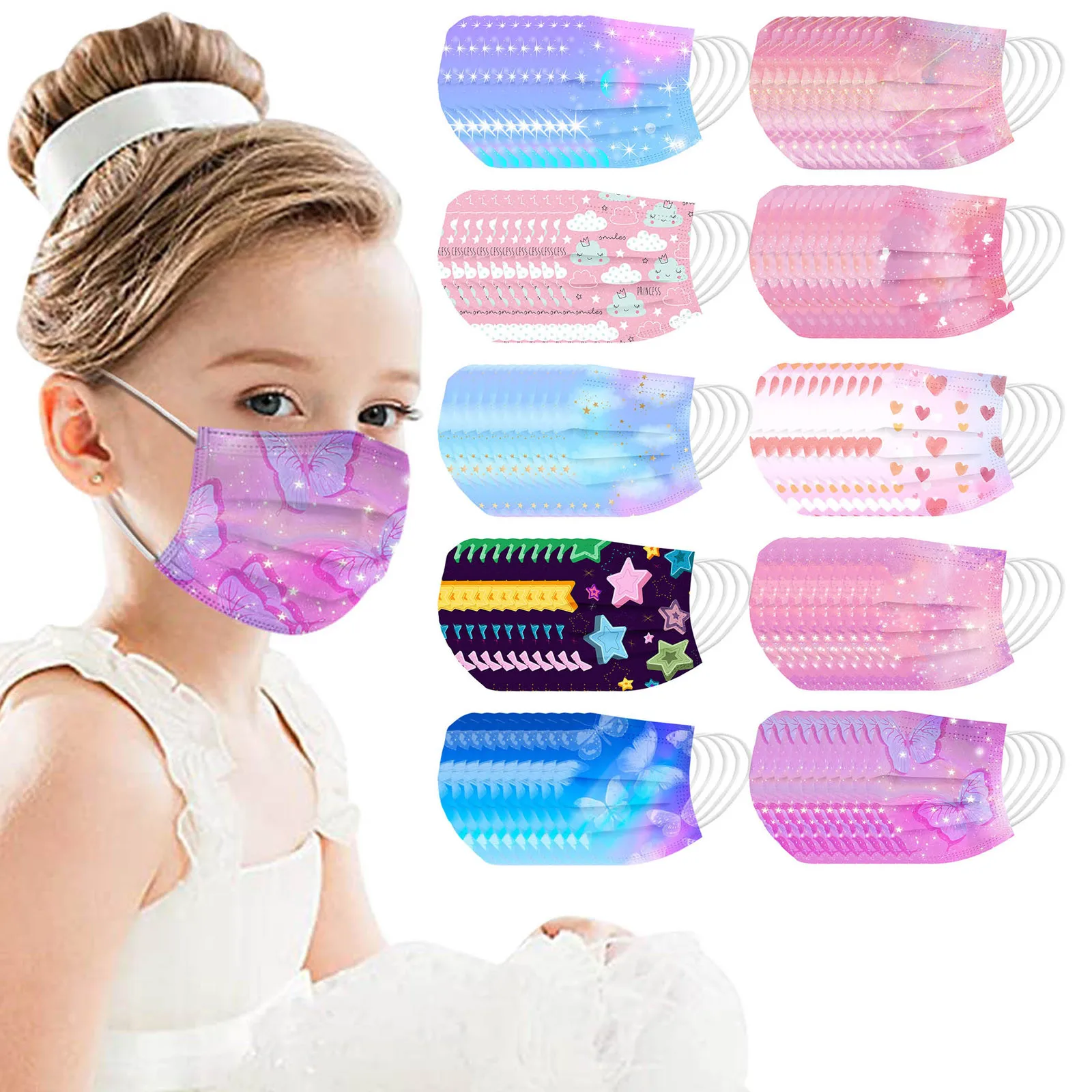 100pcs Starry sky printing Child Kids Mask Disposable Face Mask Industrial 3Ply Ear Loop Mask mascarillas Children Dust masque
100pcs Starry sky printing Child Kids Mask Disposable Face Mask Industrial 3Ply Ear Loop Mask mascarillas Children Dust masque