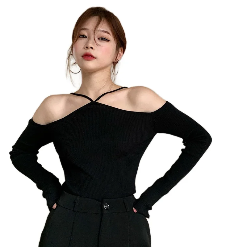 Women's Solid Color Off Shoulder Halter Tee Shirt Autumn Slim Sexy Knitted Long Sleeves Tops
Women's Solid Color Off Shoulder Halter Tee Shirt Autumn Slim Sexy Knitted Long Sleeves Tops