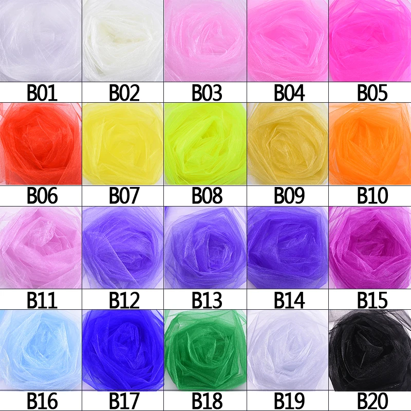 5M X 48CM Multicolor Sheer Crystal Organza Tulle Roll Fabric For Wedding Party Marriage Decoration Organza Chair Sashes Draping
5M X 48CM Multicolor Sheer Crystal Organza Tulle Roll Fabric For Wedding Party Marriage Decoration Organza Chair Sashes Draping