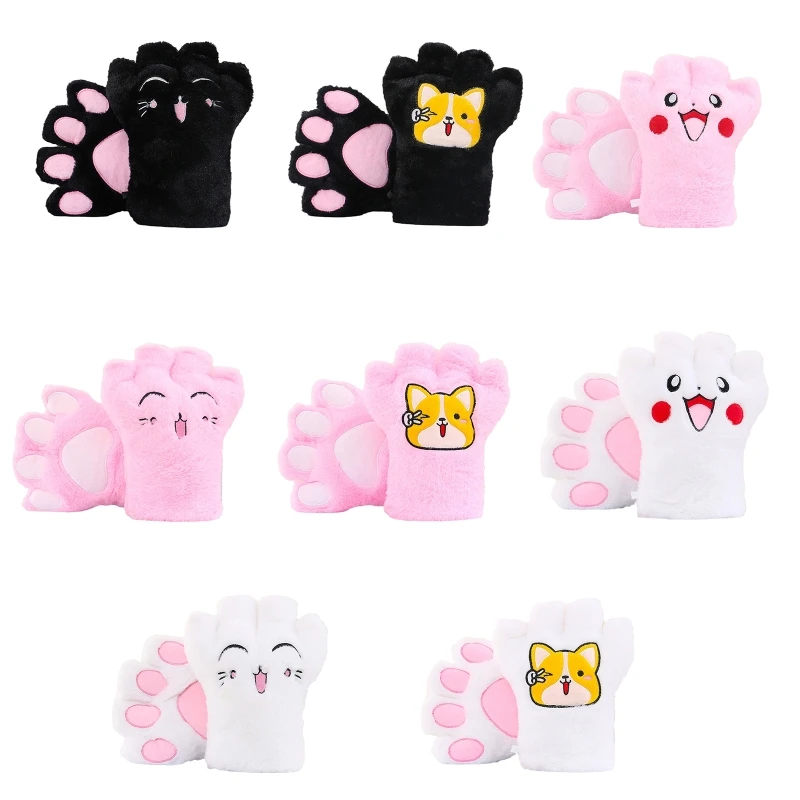 C6UD Girls Winter Gloves Cartoon Cat Paw Pattern Warm Thick Gloves Knit Mittens Furry Cuff Gloves with Plush Lining for Girl
C6UD Girls Winter Gloves Cartoon Cat Paw Pattern Warm Thick Gloves Knit Mittens Furry Cuff Gloves with Plush Lining for Girl