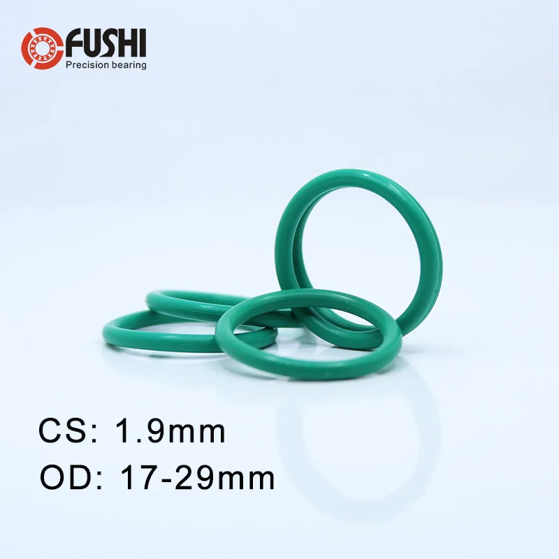 

CS1.9mm FKM Rubber O RING OD 17/18/19/20/21/22/23/24/25/26/27/28*1.9 mm 100PCS O-Ring Fluorine Gasket Oil seal Green ORing