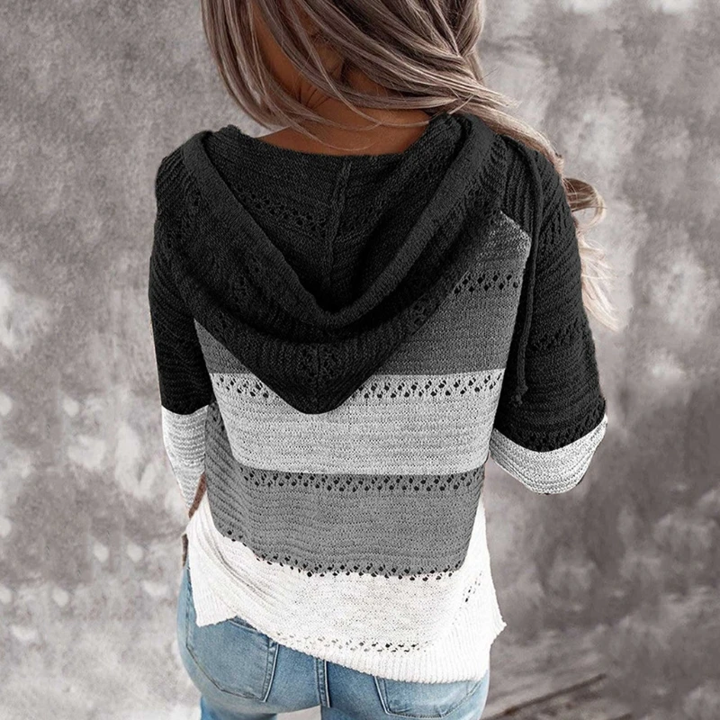 Women Long Sleeve V-Neck Knitted Hoodies Sweater Leopard Print Color Block Striped Drawstring Sweatshirt Autumn Casual Tops M7DD 
Women Long Sleeve V-Neck Knitted Hoodies Sweater Leopard Print Color Block Striped Drawstring Sweatshirt Autumn Casual Tops M7DD