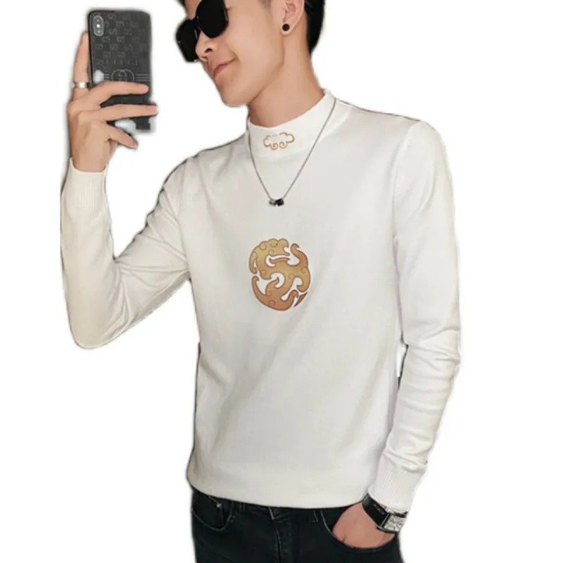 Chinese Style Printed Men's Sweater Long Sleeve Slim Bottoming Knitted Pullovers Round Neck Casual Knitwear Tops Men Clothing
Chinese Style Printed Men's Sweater Long Sleeve Slim Bottoming Knitted Pullovers Round Neck Casual Knitwear Tops Men Clothing
