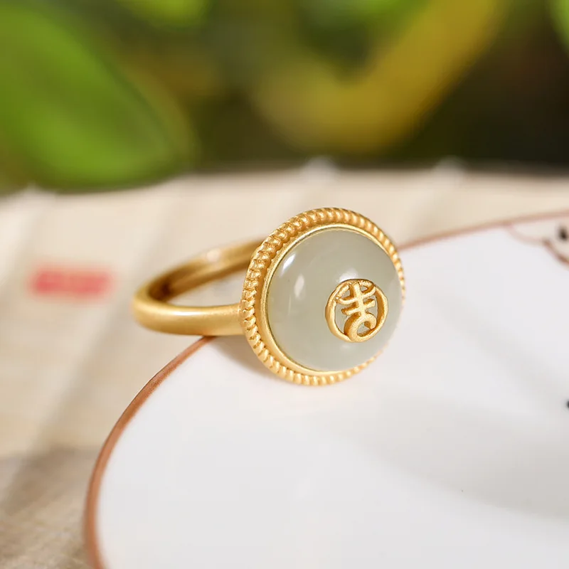 New Sterling Silver Original Chinese Style Vintage Craft Inlay Natural Hetian Jade Open Adjustable Ring Women Inlaid Rings K0025
New Sterling Silver Original Chinese Style Vintage Craft Inlay Natural Hetian Jade Open Adjustable Ring Women Inlaid Rings K0025