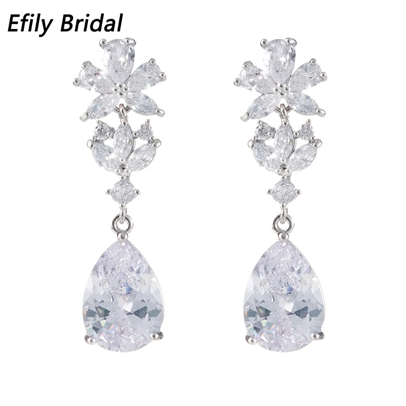 Efily Fashion Water Drop Earrings for Women Accessories Luxury Cubic Zirconia Flower Silver Color Long Earring Party Jewelry
Efily Fashion Water Drop Earrings for Women Accessories Luxury Cubic Zirconia Flower Silver Color Long Earring Party Jewelry