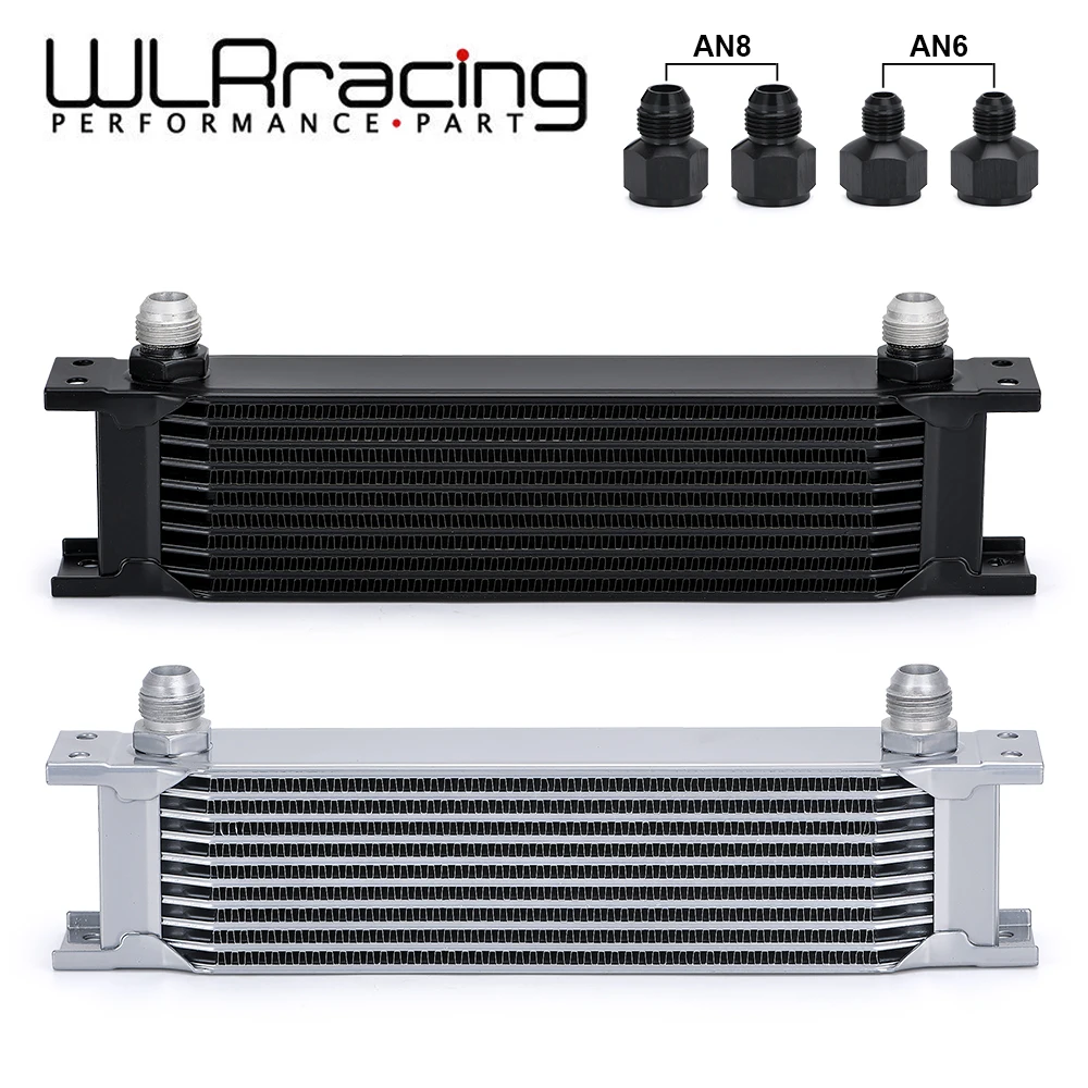 

WLR - Aluminum Universal Engine transmission AN10 Oil Cooler 10 rows With 10An Female to AN6 AN8 Male Adaptter Fitting WLR7010