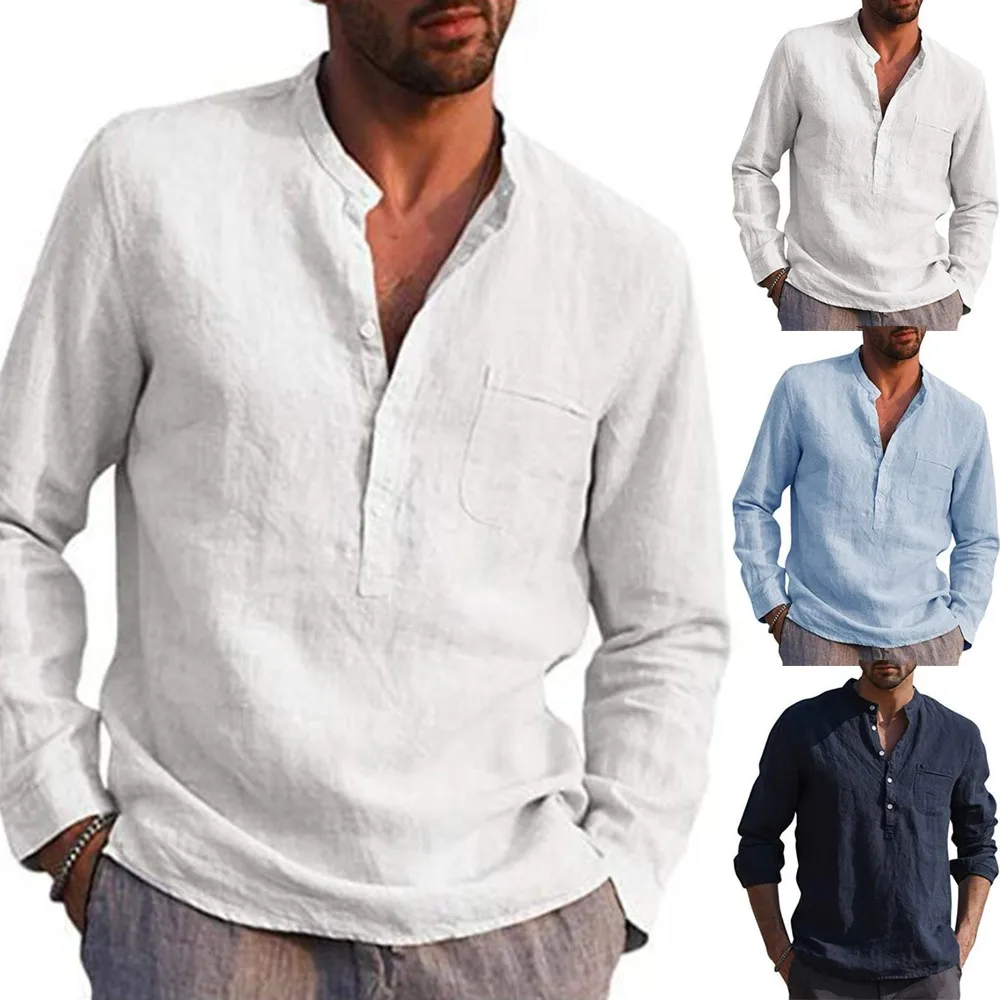 Mens Long Sleeve Linen Shirt Loose Casual V-Neck Henley T-Shirts Blouse Tee Tops Stylish Slim Button Design Men Basic Tops Tees
Mens Long Sleeve Linen Shirt Loose Casual V-Neck Henley T-Shirts Blouse Tee Tops Stylish Slim Button Design Men Basic Tops Tees