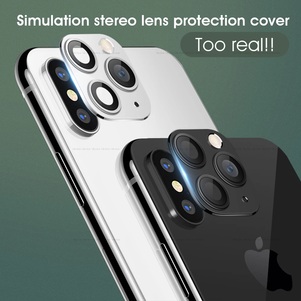 Сменная крышка объектива камеры для iPhone 11 Pro Max металлическая поддельная наклейка