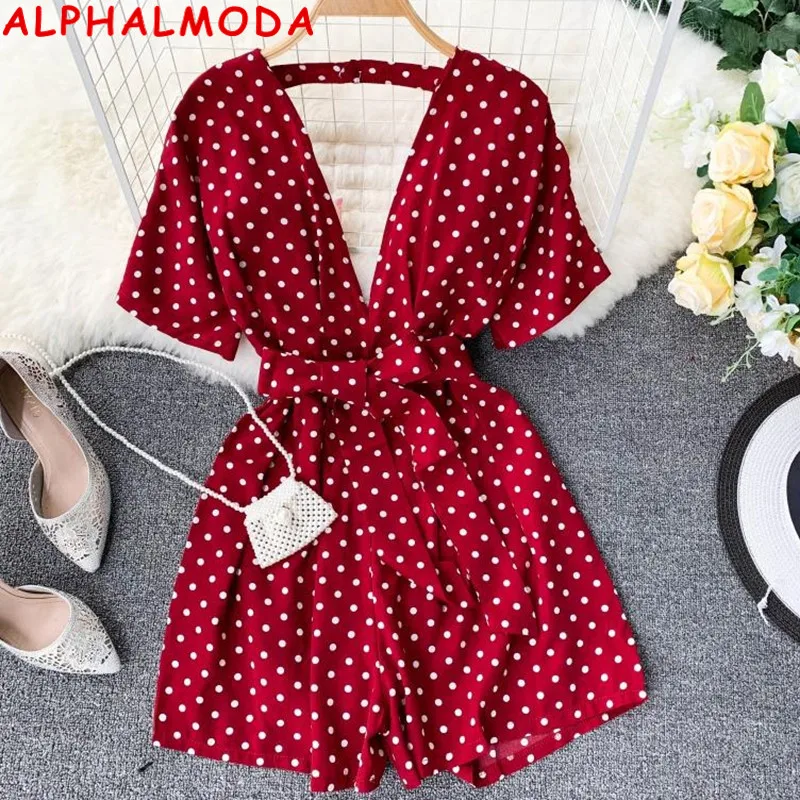 Женский праздничный комбинезон ALPHALMODA, пляжные шифоновые шорты в горошек, с коротким рукавом и поясом
Женский праздничный комбинезон ALPHALMODA, пляжные шифоновые шорты в горошек, с коротким рукавом и поясом