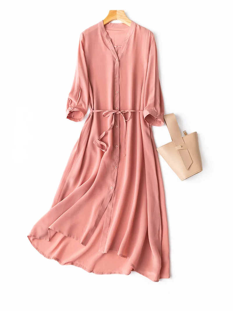 SuyaDream Woman Long Dress 100%Silk Crepe Solid Sashes French Blouse Shirt Dress 2021 Spring Elegant Rose Pink Dresses
SuyaDream Woman Long Dress 100%Silk Crepe Solid Sashes French Blouse Shirt Dress 2021 Spring Elegant Rose Pink Dresses