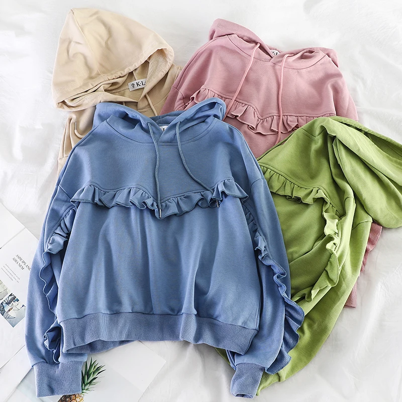 Sweet student ruffled hooded women's jacket short temperament wild shirt women's clothing
Sweet student ruffled hooded women's jacket short temperament wild shirt women's clothing