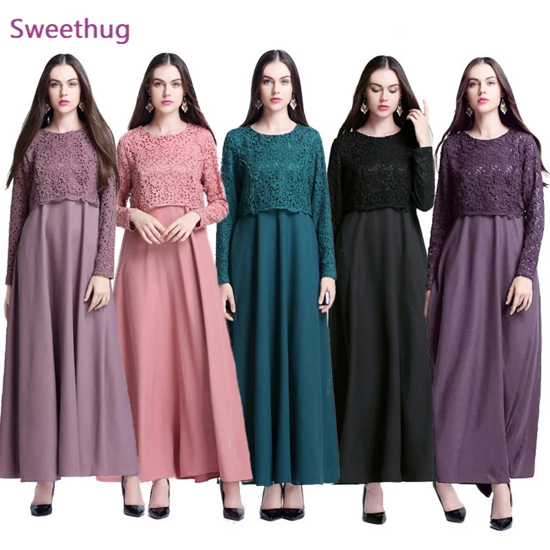 New Fashion islamic lace o neck abaya dress kaftan for Malaysia women abaya turkish long sleeve muslim dress 4 colors
New Fashion islamic lace o neck abaya dress kaftan for Malaysia women abaya turkish long sleeve muslim dress 4 colors