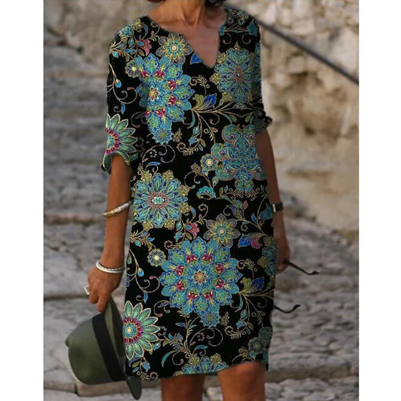 2022 Vintage Floral Geometry Printed Party Dresses For Women 2022 Spring Summer Loose Casual Harajuku Beach Midi Dress Vestidos
2022 Vintage Floral Geometry Printed Party Dresses For Women 2022 Spring Summer Loose Casual Harajuku Beach Midi Dress Vestidos