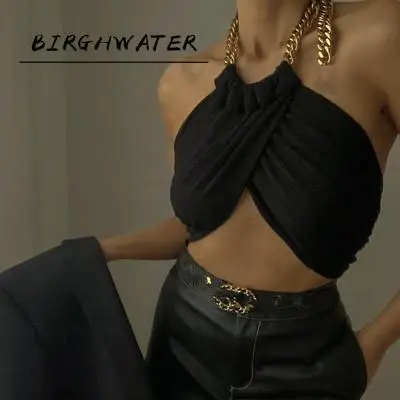 Summer Fashion Chic Halter Chain Crop Tops for Women Backless Cropped Feminino Black Wrap Top 2021 Streetwear
Summer Fashion Chic Halter Chain Crop Tops for Women Backless Cropped Feminino Black Wrap Top 2021 Streetwear