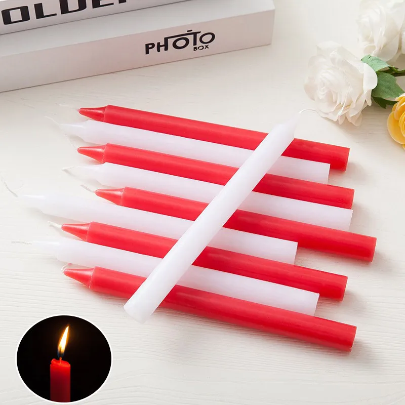 

10pcs/set Home Decorative Candles Household Smokeless general Red candle Romantic Wedding Decoration long stick emergency candle