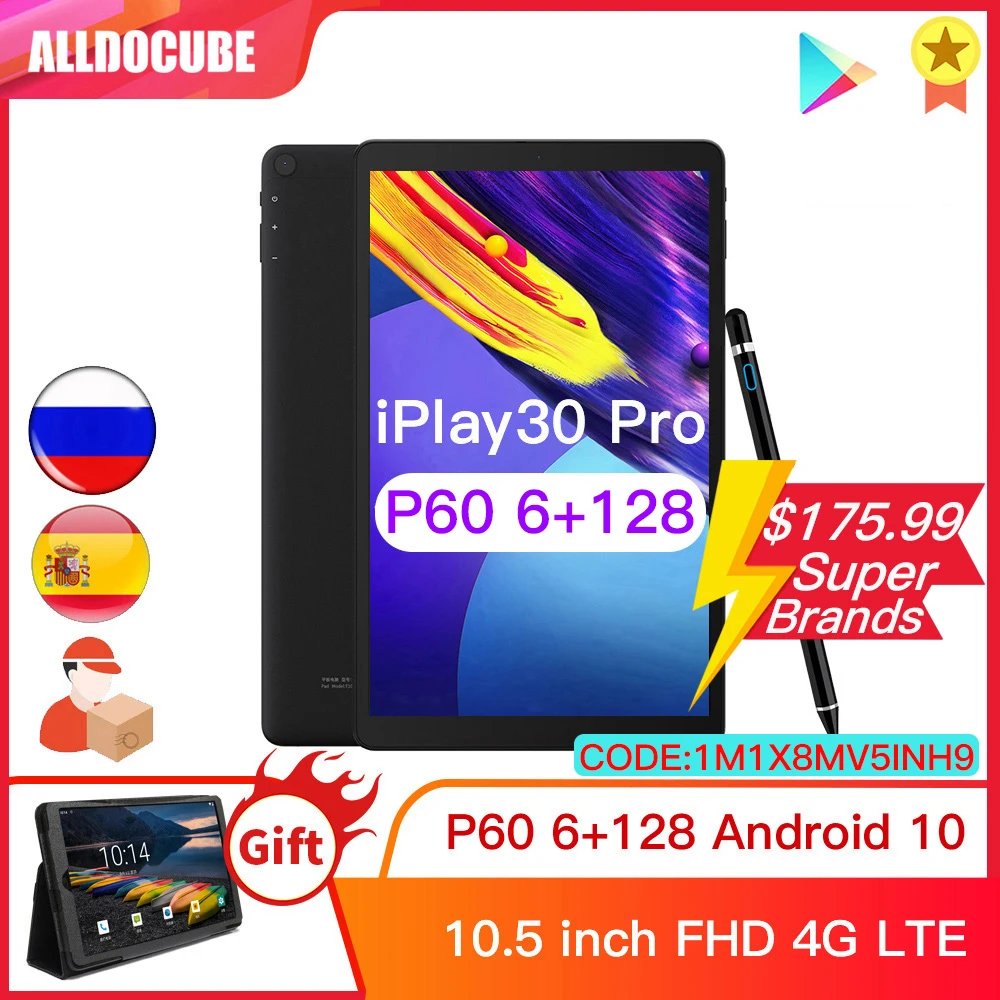

ALLDOCUBE iPlay30 Pro 10.5 inch Android 10 Tablet PC 6GB RAM 128GB ROM P60 MT 6771 Tablets 1920*1200 4G LTE phonecall iPlay 30