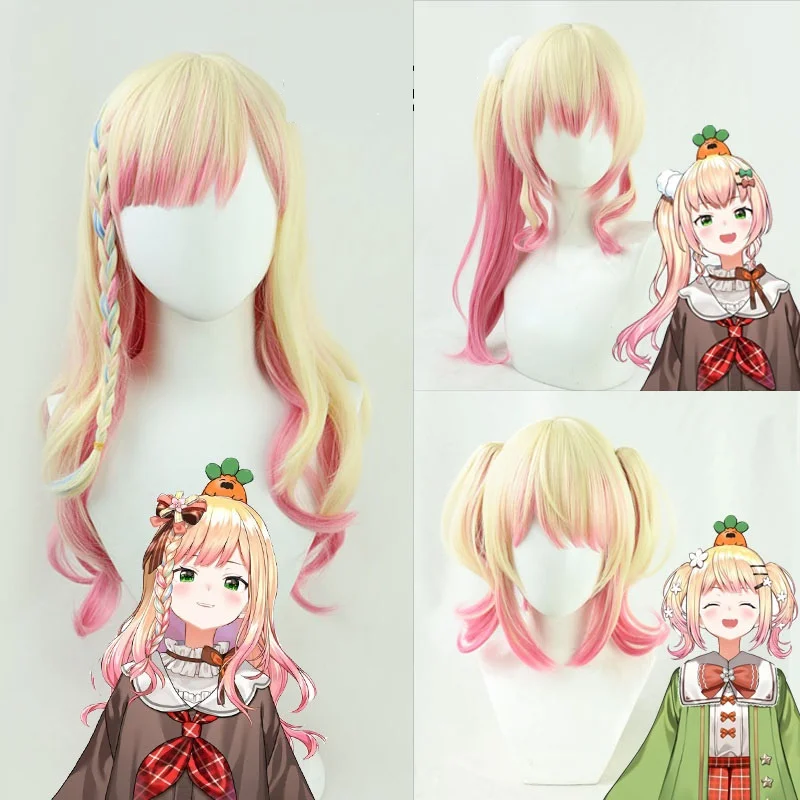 

3 Types Hololive Momosuzu Nene Cosplay Wig VTuber Youtuber Blond Pink Mixed Ponytail / Braided Long Synthetic Hair Role Play