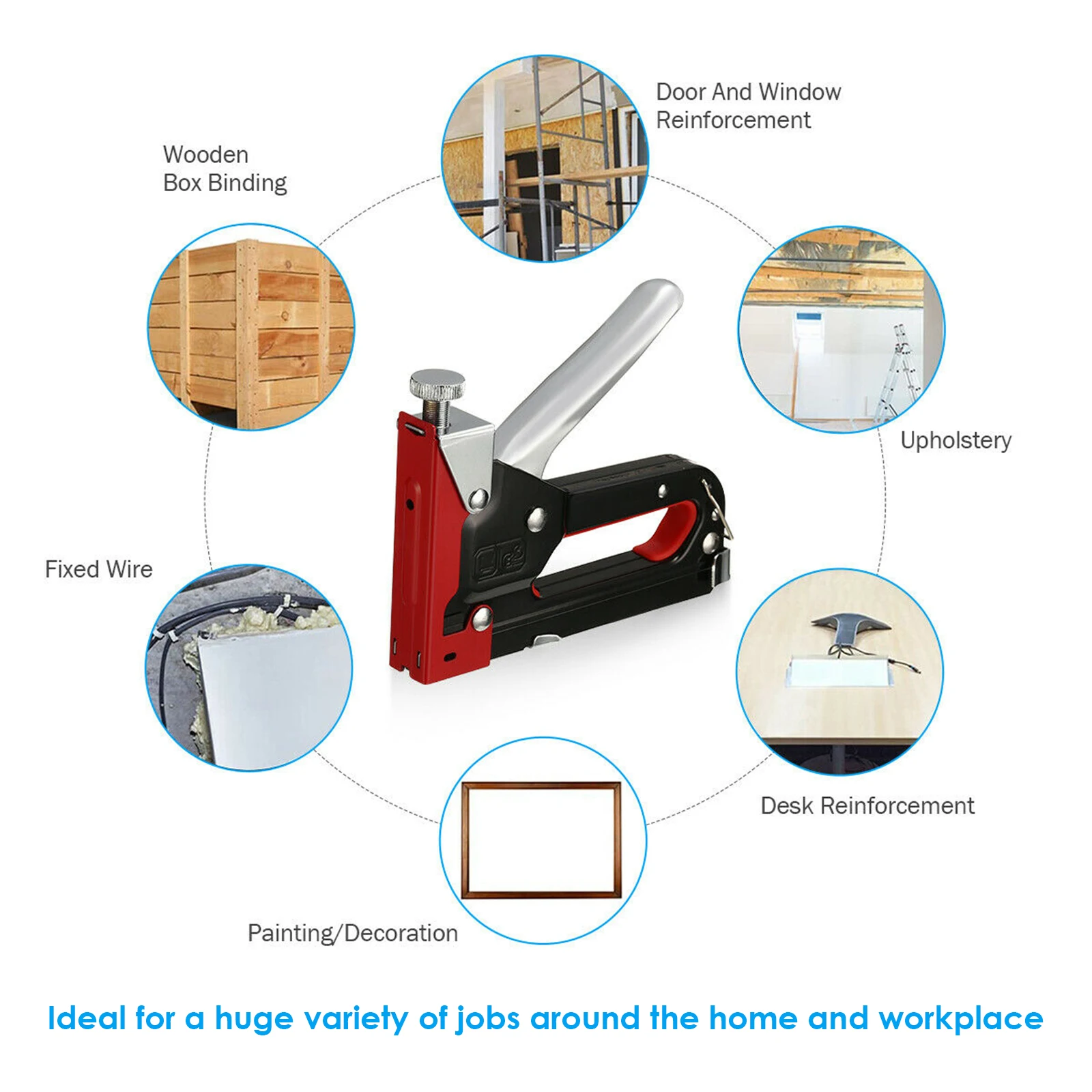 Hand Stapler Set 3-in-1 Heavy Duty Nail Gun With 600 Staples Carpentry Furniture Door Window And Advertising Board Binding Tools
Hand Stapler Set 3-in-1 Heavy Duty Nail Gun With 600 Staples Carpentry Furniture Door Window And Advertising Board Binding Tools