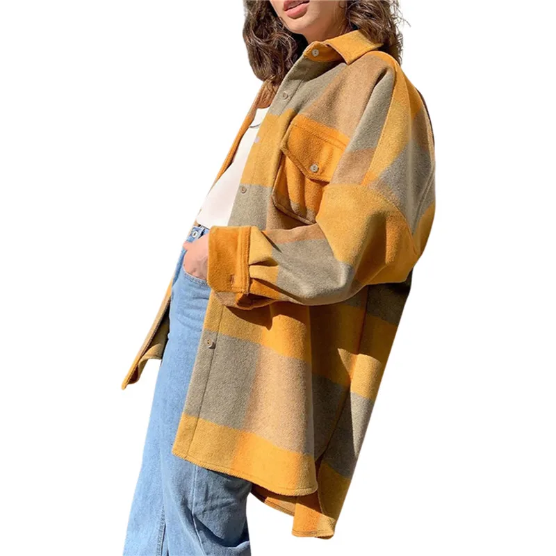 Vintage Stylish Pockets Oversized Plaid Jacket Coat Women Fashion Lapel Collar Long Sleeve Loose Female Outerwear Chic Tops
Vintage Stylish Pockets Oversized Plaid Jacket Coat Women Fashion Lapel Collar Long Sleeve Loose Female Outerwear Chic Tops