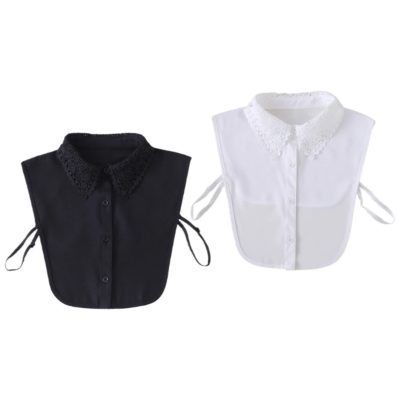 Women Sweet Floral Lace Jacquard Lapel False Fake Collar Button Down Chiffon Detachable Half Shirt Blouse Elegant Dickey
Women Sweet Floral Lace Jacquard Lapel False Fake Collar Button Down Chiffon Detachable Half Shirt Blouse Elegant Dickey
