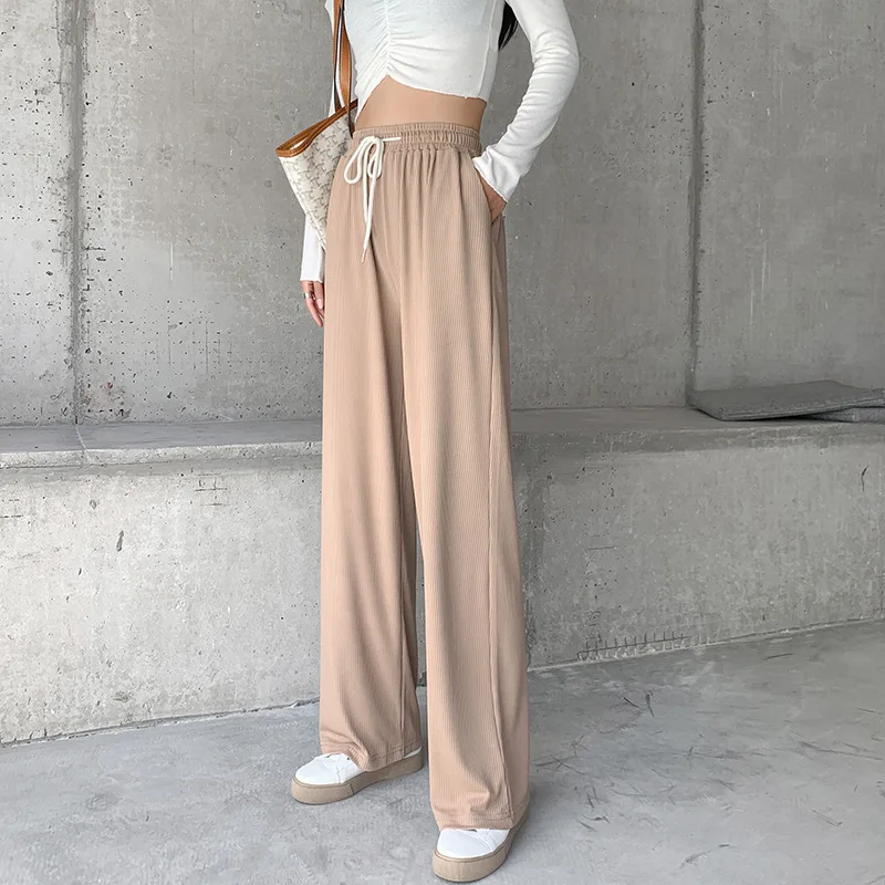 Ice Silk Wide-Leg Pants Women Summer Thin Section High Waist Drape Loose Pockets Straight Mopping Casual Solid Color Trousers
Ice Silk Wide-Leg Pants Women Summer Thin Section High Waist Drape Loose Pockets Straight Mopping Casual Solid Color Trousers