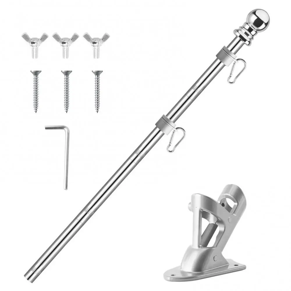 6.1FT Stainless Steel Flagpole Kit with Aluminium Alloy Bracket 360 Degree Rotating Mounting Ring for Garden Yard
6.1FT Stainless Steel Flagpole Kit with Aluminium Alloy Bracket 360 Degree Rotating Mounting Ring for Garden Yard