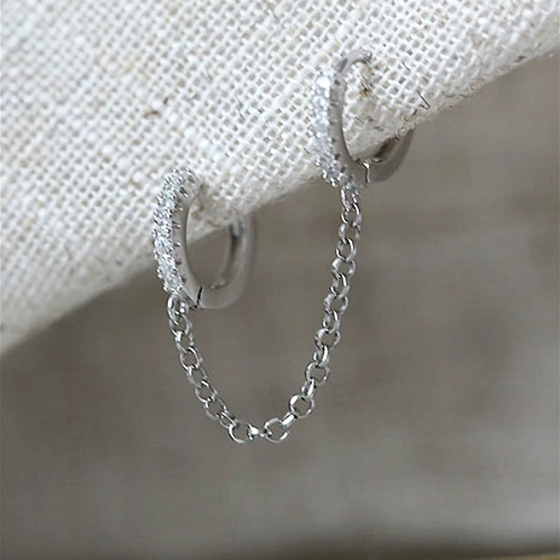 Huitan One PCS Hot Sale Two Hole Piercing Earrings for Women Brilliant Crystal Zircon 3 Metal Color Chain Earring Party Jewelry 
Huitan One PCS Hot Sale Two Hole Piercing Earrings for Women Brilliant Crystal Zircon 3 Metal Color Chain Earring Party Jewelry