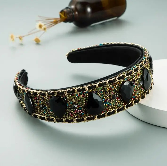 Fashion design sense water drop type glass zircon broken chain hairband retro baroque personality prom hair hoop
Fashion design sense water drop type glass zircon broken chain hairband retro baroque personality prom hair hoop