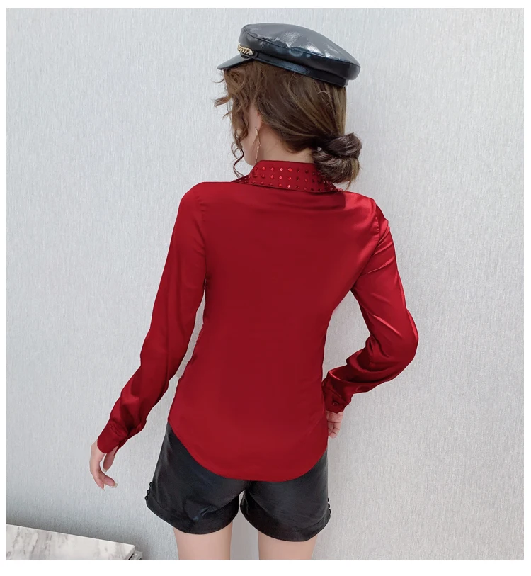 2020 Autumn New fashion Women shirt Hot drilling OL Tops Turn down collar Korean long-sleeved blouse roupas feminina
2020 Autumn New fashion Women shirt Hot drilling OL Tops Turn down collar Korean long-sleeved blouse roupas feminina