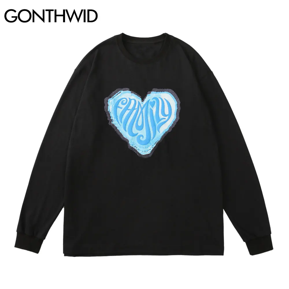 GONTHWID Oversized Tees Shirts Streetwear Harajuku Letter Heart Print Long Sleeve Tshirts Streetwear Hip Hop Fashion Casual Tops
GONTHWID Oversized Tees Shirts Streetwear Harajuku Letter Heart Print Long Sleeve Tshirts Streetwear Hip Hop Fashion Casual Tops