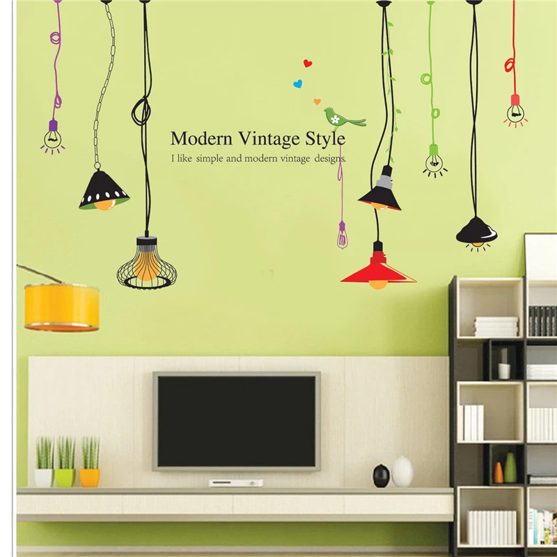 Креативные настенные наклейки с рисунком люстры для магазина офиса дома
