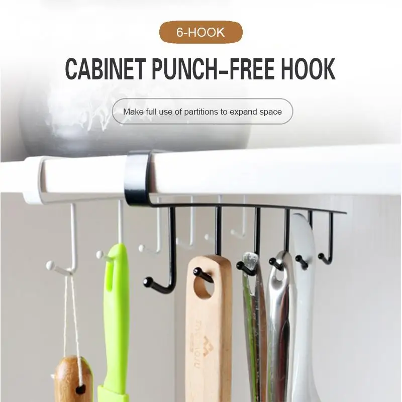 Black/White Iron 6 Hooks Cup Holder Hanging Bathroom Hanger Kitchen Organizer Cabinet Door Shelf Removed Storage Rack Home Decor
Black/White Iron 6 Hooks Cup Holder Hanging Bathroom Hanger Kitchen Organizer Cabinet Door Shelf Removed Storage Rack Home Decor