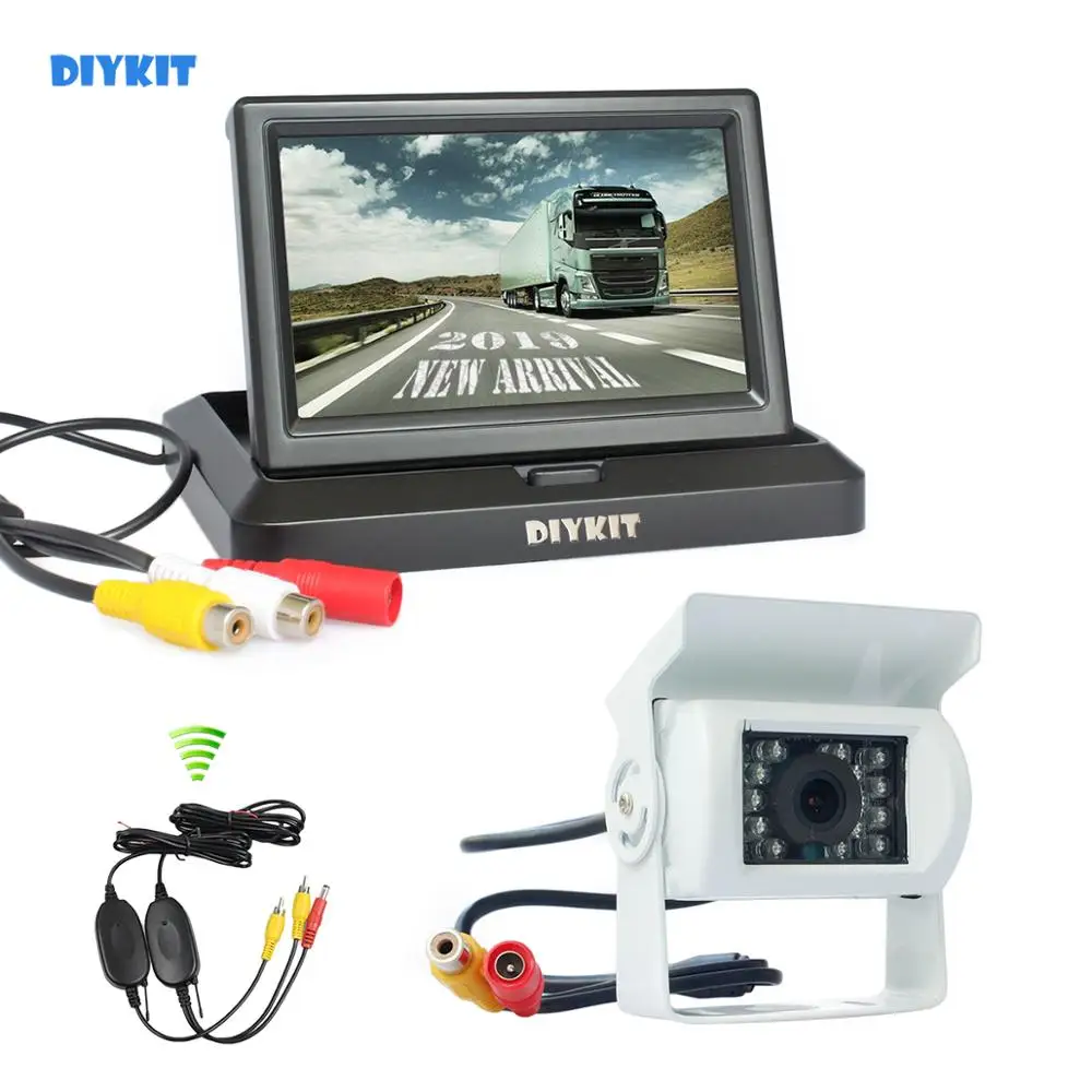 DIYKIT Wireless 5" Foldable Car Monitor Waterproof IR Night Vision CCD Rear View Car Camera for Truck Caravan Bus Van White
DIYKIT Wireless 5" Foldable Car Monitor Waterproof IR Night Vision CCD Rear View Car Camera for Truck Caravan Bus Van White