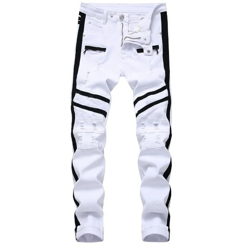 SHZQ Men Hip-hop Stripe Design Patchwork Ripped Stretch Slim Jeans Streetwear Cotton Male Casual Joggers Denim Trousers Plus Siz
SHZQ Men Hip-hop Stripe Design Patchwork Ripped Stretch Slim Jeans Streetwear Cotton Male Casual Joggers Denim Trousers Plus Siz