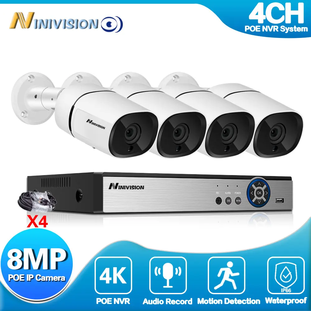 H.265+ 8MP POE 4CH NVR AI CCTV Security Camera System Kit Motion Detection Outdoor Audio Video Surveillance Camera Kits P2P
H.265+ 8MP POE 4CH NVR AI CCTV Security Camera System Kit Motion Detection Outdoor Audio Video Surveillance Camera Kits P2P