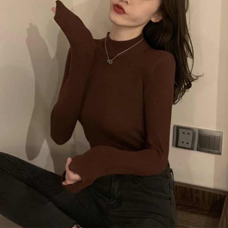 Fall 2020 Women Solid Turtleneck Sweater Base Knitted Tops For Women Female Pullovers Half-neck Sweater White Blue T0701
Fall 2020 Women Solid Turtleneck Sweater Base Knitted Tops For Women Female Pullovers Half-neck Sweater White Blue T0701