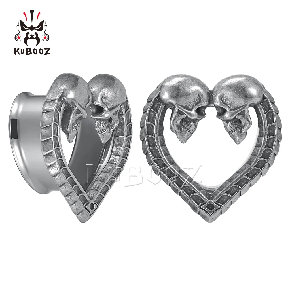 KUBOOZ New Trendy Stainless Steel Heart Skull Head Ear Piercing Tunnels Expanders Body Jewelry Earring Gauges Stretchers 2PCS
KUBOOZ New Trendy Stainless Steel Heart Skull Head Ear Piercing Tunnels Expanders Body Jewelry Earring Gauges Stretchers 2PCS