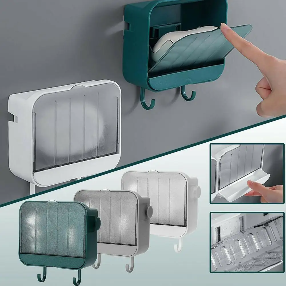 Punch-free Soap Box Bathroom Wall-mounted Soap Holder Drain Hook Dish With Soap Flip Household Q4V5
Punch-free Soap Box Bathroom Wall-mounted Soap Holder Drain Hook Dish With Soap Flip Household Q4V5