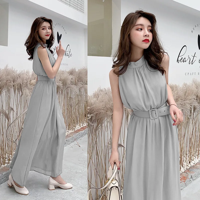 Long Chiffon Dress Women 2019 Summer Slim Sleeveless Beach Dress With Belt Elegant Women Solid Color Party Dress
Long Chiffon Dress Women 2019 Summer Slim Sleeveless Beach Dress With Belt Elegant Women Solid Color Party Dress