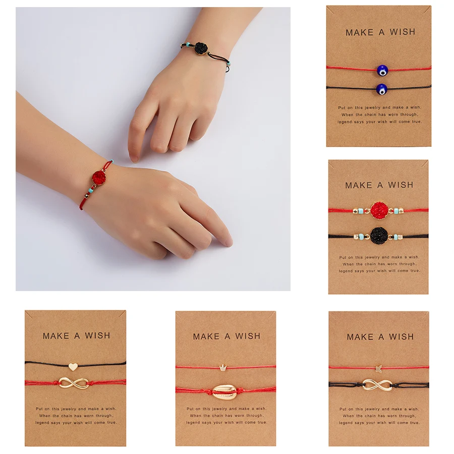 Rinhoo 2PCS Simple Geometric Pendant Bracelet Natural Stone Rope Chain Bracelet With Cardboard Fashion Jewelry For Women Me
Rinhoo 2PCS Simple Geometric Pendant Bracelet Natural Stone Rope Chain Bracelet With Cardboard Fashion Jewelry For Women Me