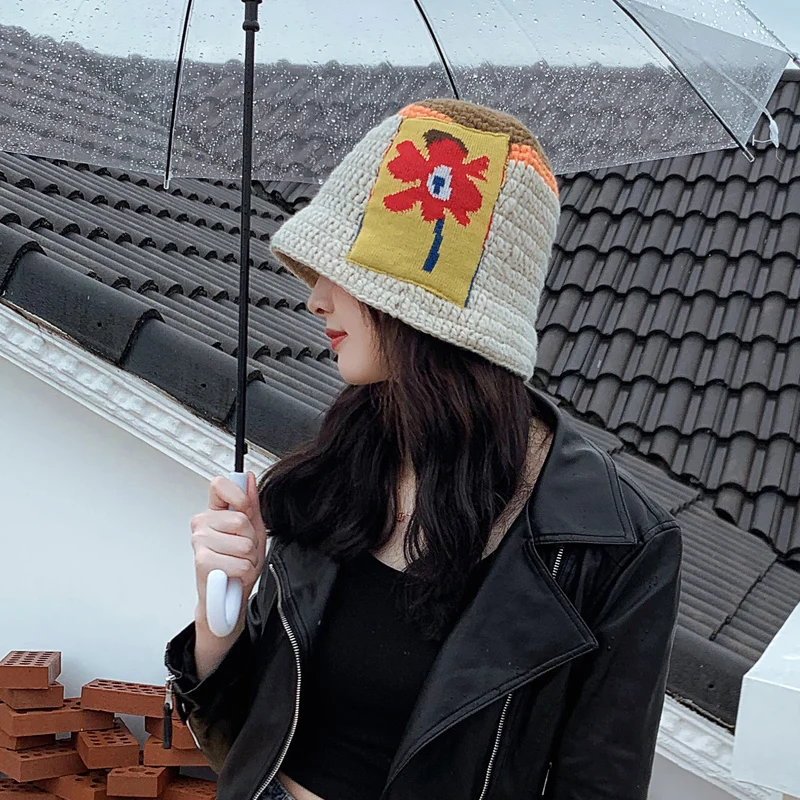 Hats for Women Flower Pattern Design Sense Bucket Hat Korean Ins Style 2021 New Fashion Cover Face Wool Hat
Hats for Women Flower Pattern Design Sense Bucket Hat Korean Ins Style 2021 New Fashion Cover Face Wool Hat