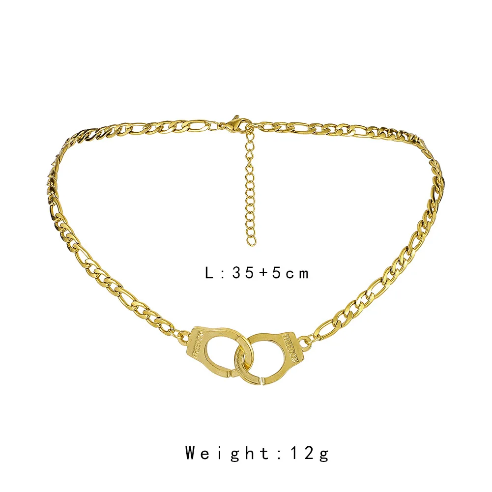 Hot Sale Stainless Steel Mini Handcuff Pendant Necklace Gold Color Short Chain Lover Necklace For Valentine's Day Gift
Hot Sale Stainless Steel Mini Handcuff Pendant Necklace Gold Color Short Chain Lover Necklace For Valentine's Day Gift