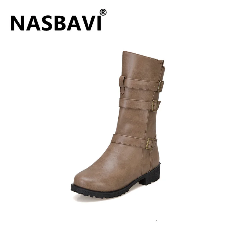 New Autumn Winter Mid-calf Women Boots low Heels Warm Plush PU Leather Boots High Quality non-slip Metal buckle snow Boots
New Autumn Winter Mid-calf Women Boots low Heels Warm Plush PU Leather Boots High Quality non-slip Metal buckle snow Boots
